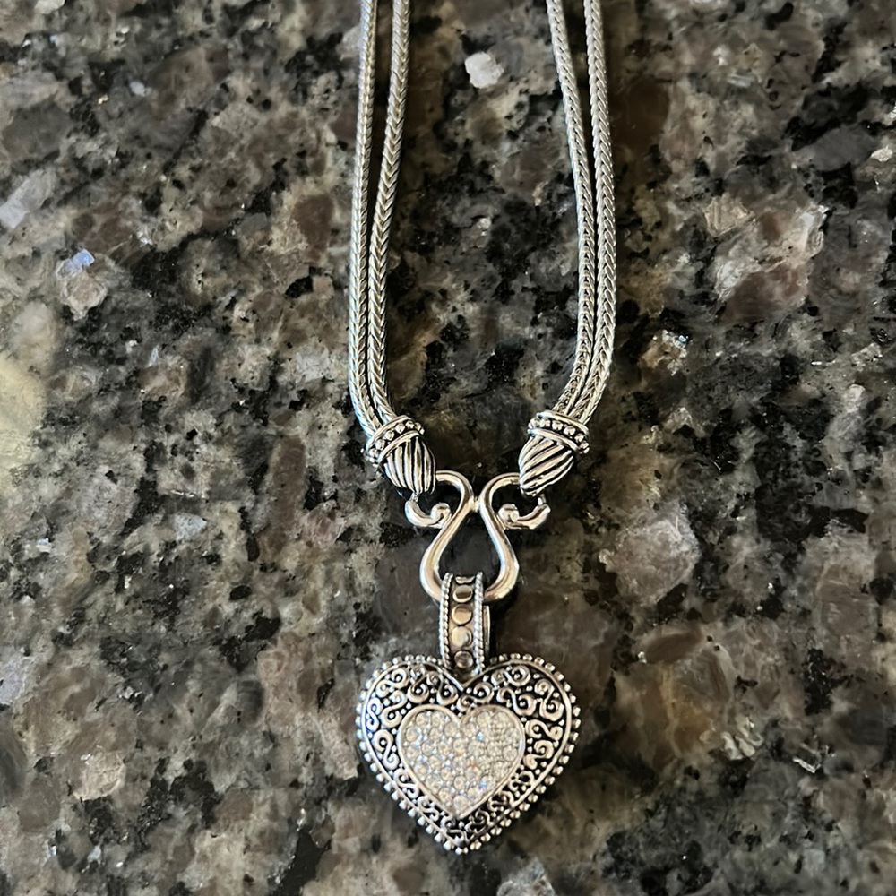 Lia Sophia silver heart necklace.